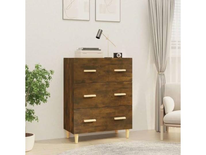 HEFZGDB Klassisches Sideboard mit Aufbewahrungsfunktion: Stabiles Sideboard für Wohnzimmer oder Flur aus Holzwerkstoff, Räuchereiche mit DREI Schubladen und Dekorationsfläche, 70x34x90 cm