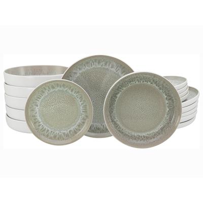 Teller-Set OTTO HOME "modernes Teller Set, Service Novalee", weiß, sand, 18 Stk., Steinzeug, Geschirr-Sets, hohe Haltbarkeit, spülmaschinen- & mikrowellengeeignet, Reaktivglasur