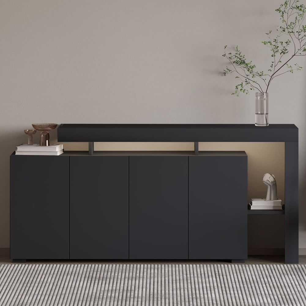 Habitat & Jardin Buffet en bois gris 170 x 35 x 80 cm Gris 170x80x35cm