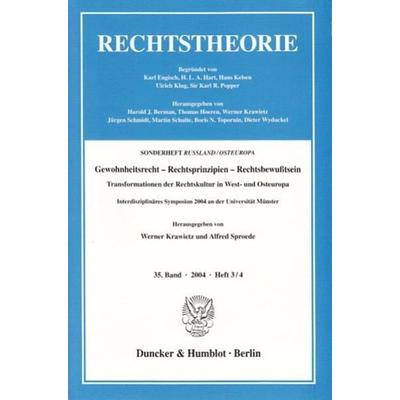 Gewohnheitsrecht – Rechtsprinzipien – Rechtsbewußtsein., Taschenbuch von Werner Krawietz,Alfred Sproede, Duncker & Humblot, 978-3-428-12086-4