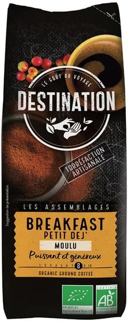 Destination Café Moído De Torrefação Natural Pequeno-Almoço Bio 250g