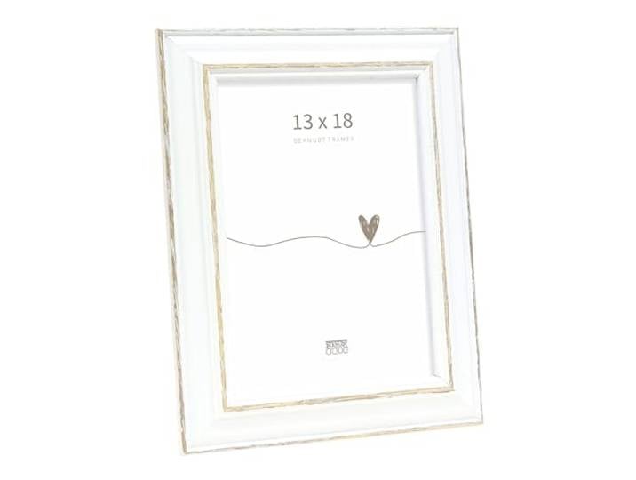 Deknudt Frames Cadre Bois Couleur Blanc Photo 13x18cm S221H3 couleur blanc avec biseau couleur bois foncé - pour accrocher ou poser - pour photos\, affiches ou posters