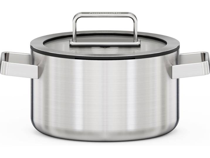 Kochtopf HANSEATIC PREMIUM , silber (silberfarben), Ø:20cm, Töpfe, Kochtopf, handfreundliche Griffe, Literskala, Glasdeckel, Induktion