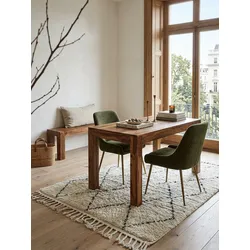 Esstisch Massivholz Rechteckig Zeitlos MUMBAI, Dunkelbraun 60x120x76 cm