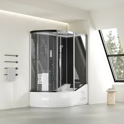HOME DELUXE Duschkabine mit Badewanne ALLIN 2IN1 - 170 x 90 Schwarz Links