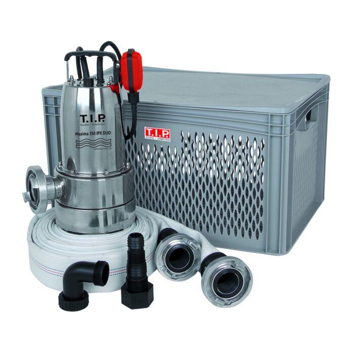 T.I.P. Anti-Flut Kit - 20.000 l/h, Flachabsaugend, Schutz vor Überschwemmung, inkl. Gewebeschlauch, Maxima 350 IPX DUO S 30711