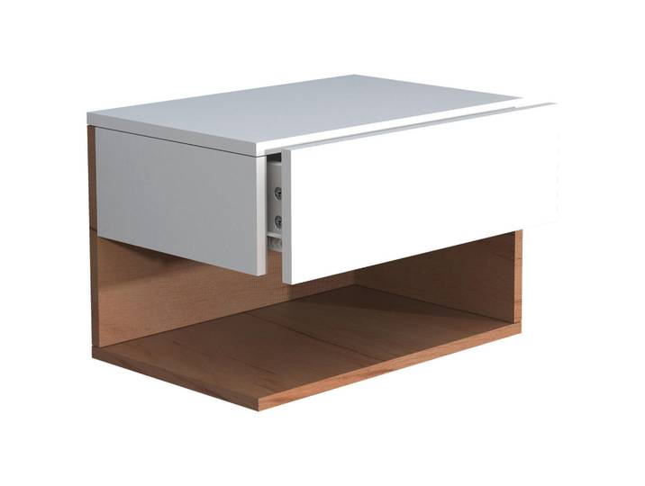 Livetastic Nachttisch, Weiss, Eichefarben, Holzwerkstoff, 1 Schublade(n) Schubladen, 45x30x32 cm, hängend, Schlafzimmer, Nachttische