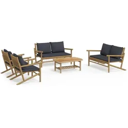 vidaXL, Gartenlounge, Yaliner (2x Stuhl + 2x Bank + Tisch)