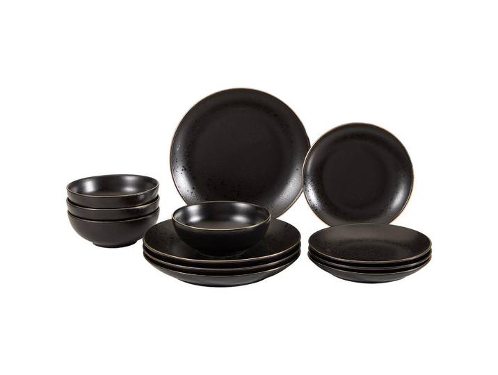 Creatable Tafelservice Industrial Gold, Schwarz, Keramik, 12-teilig, Essen & Trinken, Geschirr, Geschirr-Sets, Tafelservice