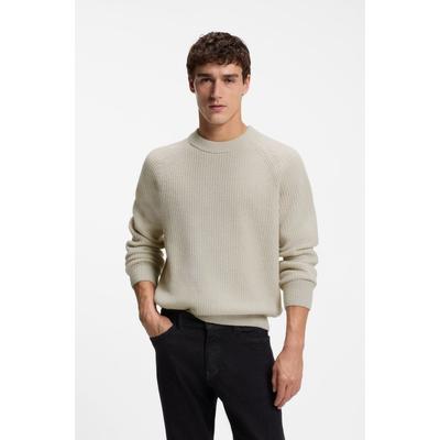 Strickpullover BOSS ORANGE "Kepler", Herren, Gr. L, beige (light beige271), Strick, Obermaterial: 40% Schurwolle, 40% Wolle, 20% Polyamid, unifarben, relaxed fit normal, Rundhals, Bündchen, Pullover Strickpullover, mit Schurwolle, Relaxed Fit,...