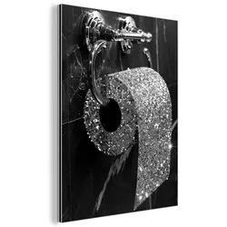 METALLBILD WC - Toilettenpapier - Schwarz und weiß - Glitter 60x80 cm