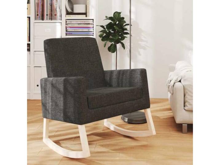 Xolmizyn Schaukelstuhl, Stoff Schaukelsessel, Wohnzimmer Möbel, Schwarz Massivholz Konstruktion, Ergonomische Armlehnen, Relax Funktion