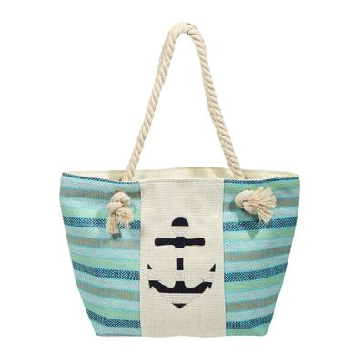 Strandtasche CHAM CHAM "Strandtasche aus Bastfaser, maritim", Damen, blau, Bast, Taschen Strandtasche