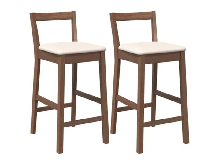 GPUTYGHN Barhocker mit Kissen 2 STK. Braun Massivholz Gummibaum Ergonomisches Design, Rückenlehne, Gummibaum-Massivholz, stoßfest, langlebig, Esszimmer, Wohnzimmer