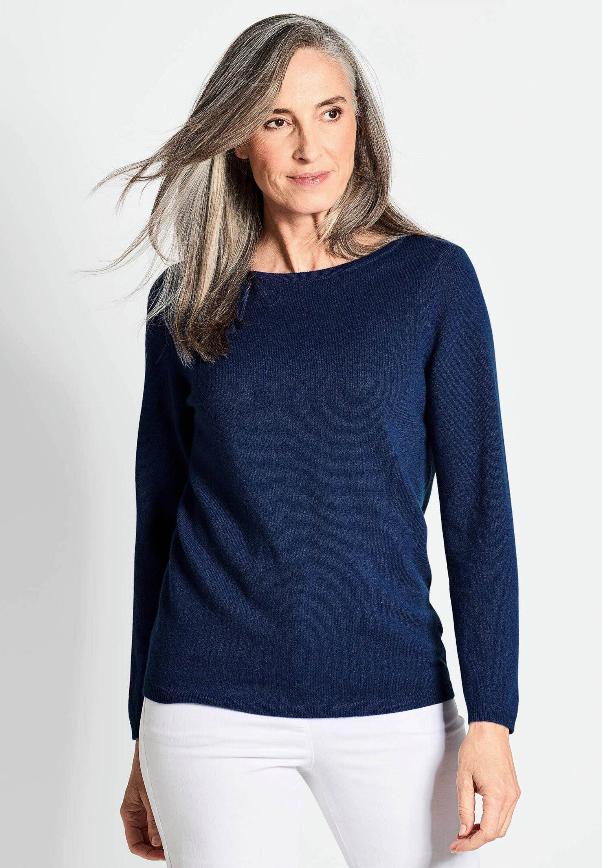 Strickpullover GOLDNER "Feinstrickshirt mit U-Boot-Ausschnitt", Damen, Gr. 54, blau (royalblau), Obermaterial: 100% Kaschmir WS., figurumspielend, U-Boot-Ausschnitt, eng Rippe, Pullover Strickpullover, keine/nicht relevant