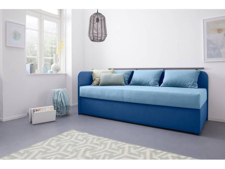 Polsterliege, Microvelours, Blau, 83×200 cm, Mit Stauraum, Modern, Maintal