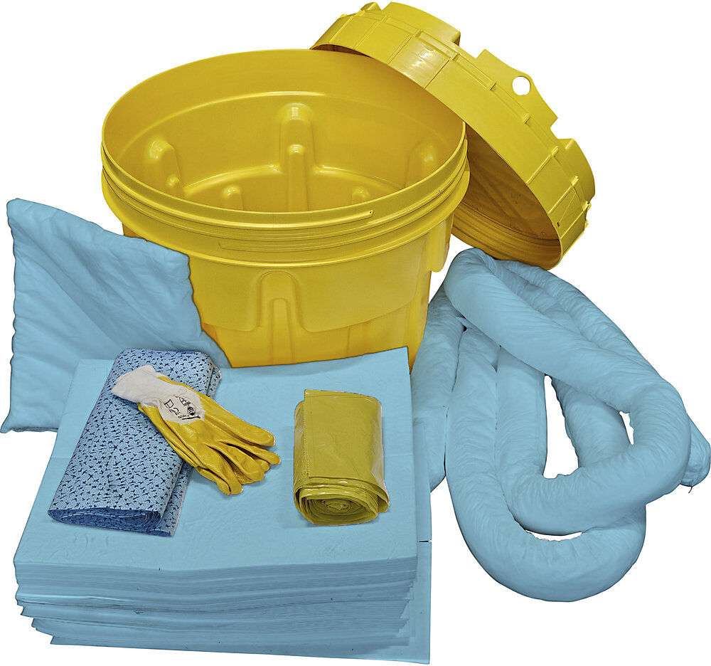 eurokraft basic Leckage-Notfallset, in Sicherheitsfass, Bindung 75 l, Ausführung Öl, blau