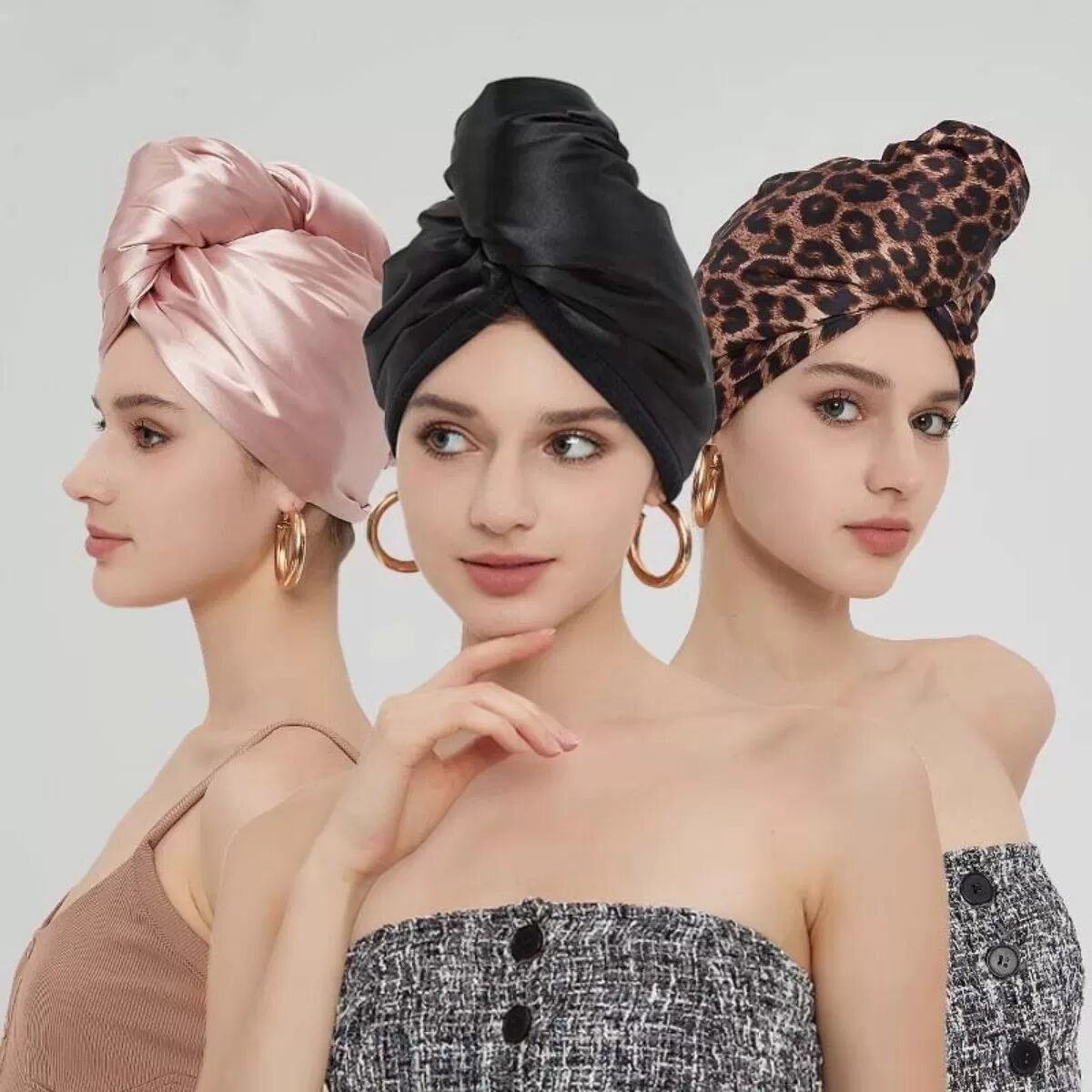 INF Super Absorbierendes, Schnell Trocknendes Haarhandtuch aus Seide, Turban Rosa