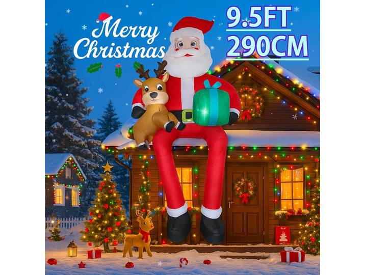 Modèle gonflable de noël de 9.5 pieds, décoration de père noël, ornement de renne, cadeau de noël, fournitures de cadeaux pour la maison, décor de cour de noël
