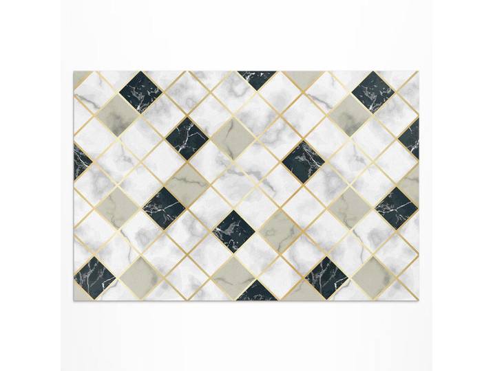 Wallfluent Teppich 150x225 cm Schöner Marmor Steinfliesen Optik, Blaugrau, Kunststoff, 150x225 cm, Teppiche und Böden, Teppiche