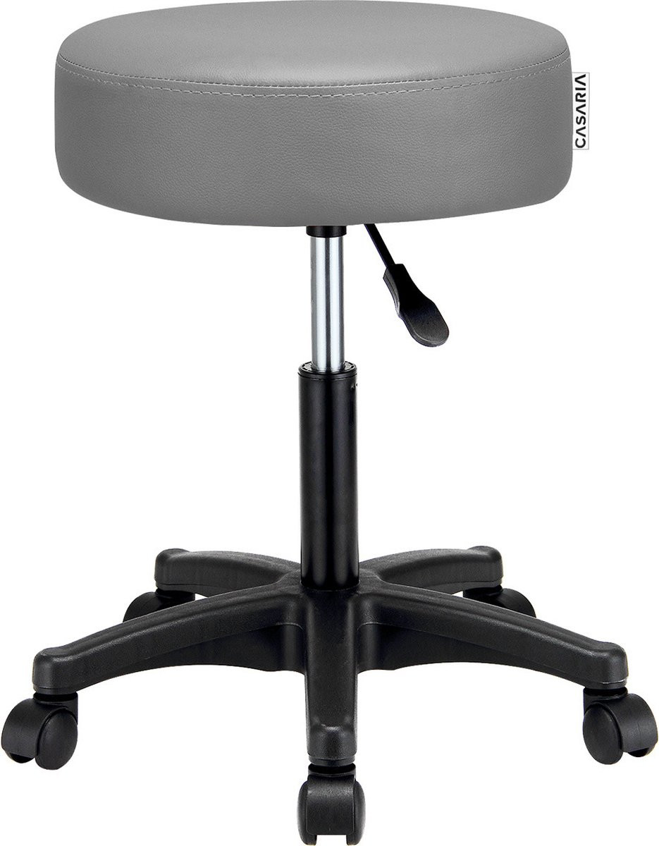 Casaria Verstelbare Draaikruk Grijs met Faux Leather Zitting