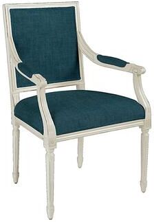 Limited Edition Square Back Louis XVI Armchair in Gray over White Finish - Bennett Aegean w/Gray Over White - Ballard Designs