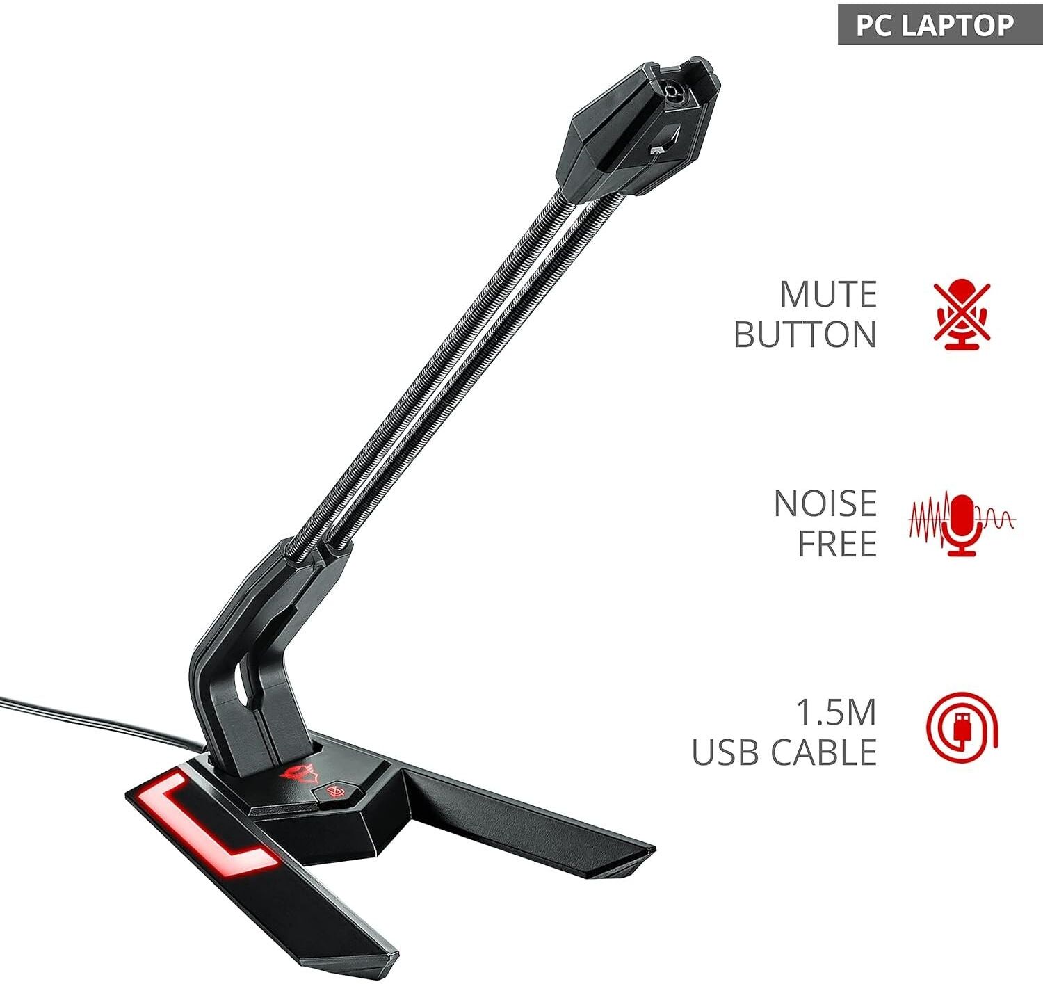 Trust GXT 210 Gaming USB Microphone – Compatible with PC, PS4, PS5, Laptop, Black