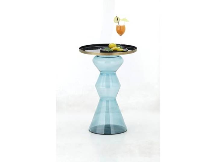 möbelando Beistelltisch >1173< türkisfarbene Glasstruktur und die Elegante Spiegelglas-Tischplatte mit matt schwarzen Kanten, 63x45cm (HxD)