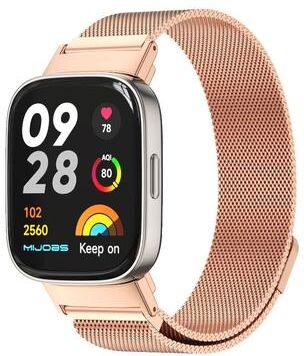 Everyday Crate Mijobs Milan Magnetic Stainless Steel Watch Band For Redmi Watch 3 Adjustable Mesh Replacement Strap rose Gold