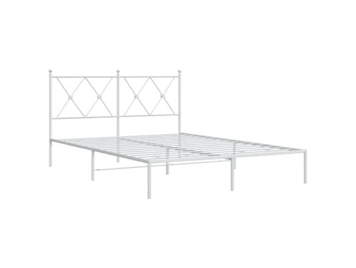 KTHLBRH Bettgestell mit Kopfteil Metall weiß 140 x 190 cm Bettgestell aus Stahl, Lattenrost inklusive, Stauraum, Rückenunterstützung