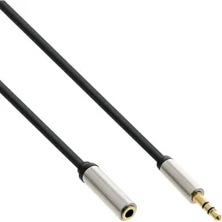 INLINE Slim Audio Kabel Klinke 3,5mm ST/BU, Stereo, 1m