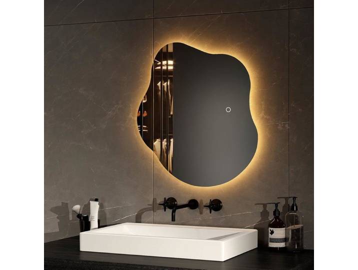 Miroir Lumineux Salle de Bain 50 x 45 cm sans Cadre Antibuée Miroir Salle de Bain avec Interrupteur Tactile Fonction mémoire