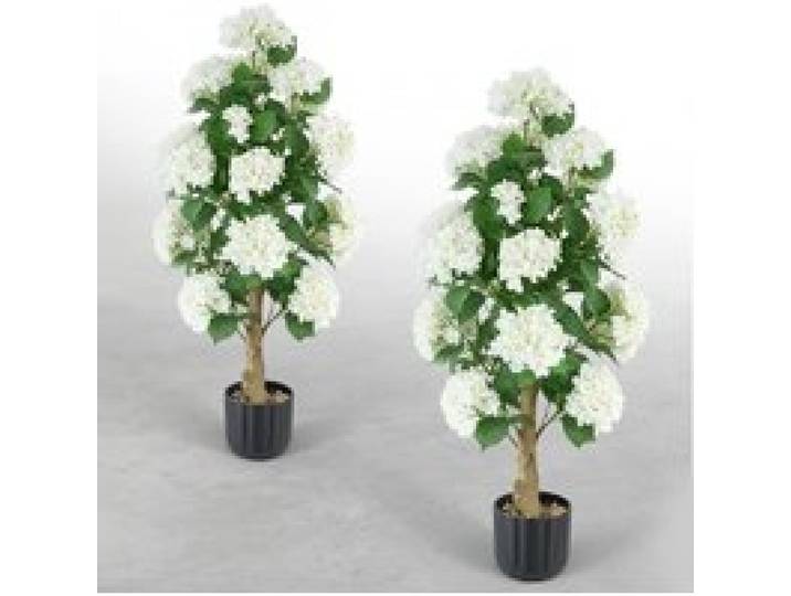 VEVOR Fleurs Artificielles en Pot, Hortensias Artificiels Blancs 889 mm, Lot de 2 Pots, pour Porche, Terrasse, Entrée et Décoration Maison, Usage Intérieur et Extérieur, Fausses Fleurs en Soie et PE