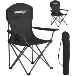 Relaxdays Faltbarer Camping Stuhl 2er Set Schwarz,Silber