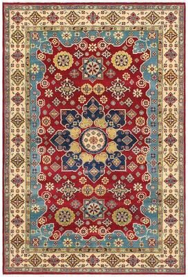 Treasured Knots Tribal Kazak Milagros Red/Beige Wool Rug - 5'10'' x 8'9''
