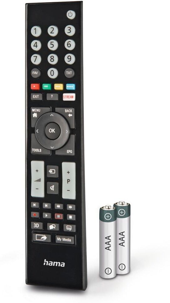 Hama Universal-Fernbedienung "Universal Ersatzfernbedienung für Grundig TV, lernfähig", schwarz, B:5cm H:2,1cm L:22,4cm, Fernbedienungen, Universal-Fernbedienung