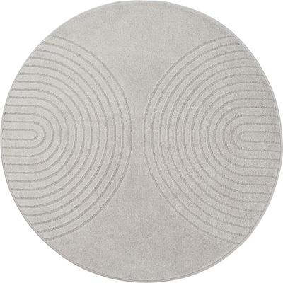 Teppich THE CARPET "Elisa", grau, H:12mm Ø:120cm, Polyester, Polypropylen, Teppiche, Teppich, moderner Wohnzimmer Teppich, hohe Flordichte und angenehm weich