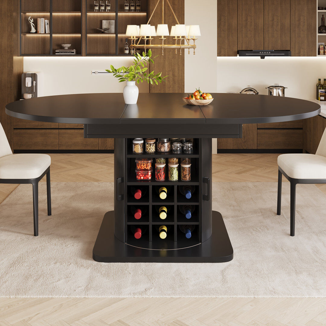 Brayden Studio 158 cm Extendable Dining Table black