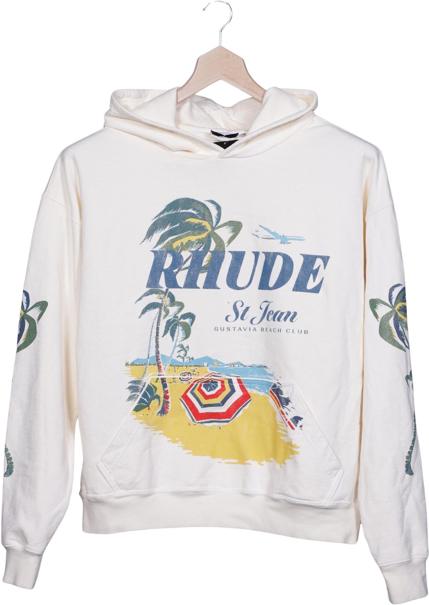 Rhude Herren Kapuzenpullover, Cremeweiß, Gr. L, Baumwolle - Second Hand