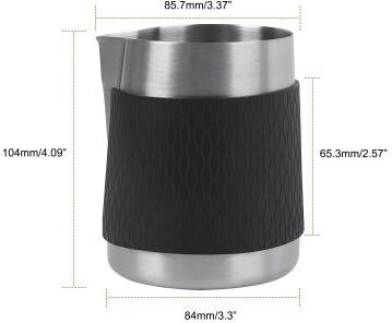 Inspire Select IKAPE Espresso Milk Pitcher V3 16.9 Fl Oz Handleless Milk Frothing Jug With Sharp Spout silver