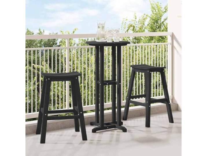 TUERYAFEK Barhocker 2er Set Schwarz 52x43x73,5 cm HDPE Wetterfest, Robustes Polyethylen, Einfache Montage, Für Garten Und Terrasse