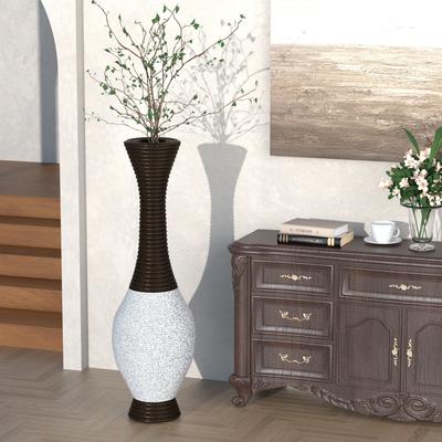 Kodotan sofa 39-Inch Tall Standing Designer Floor Vase,Artificial Rattan,Two-Tone Dark Brown Finish,Stylish Home Decor Statement Piece