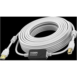 Vision Techconnect 15m White USB+cable (15 m, USB 2.0), USB Kabel