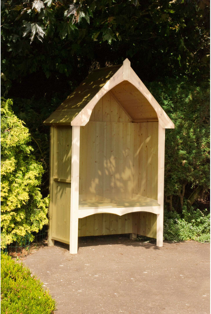 Shire GB Balsam Wooden Arbour With Bench Brown 216cm H X 124cm W X 65cm D