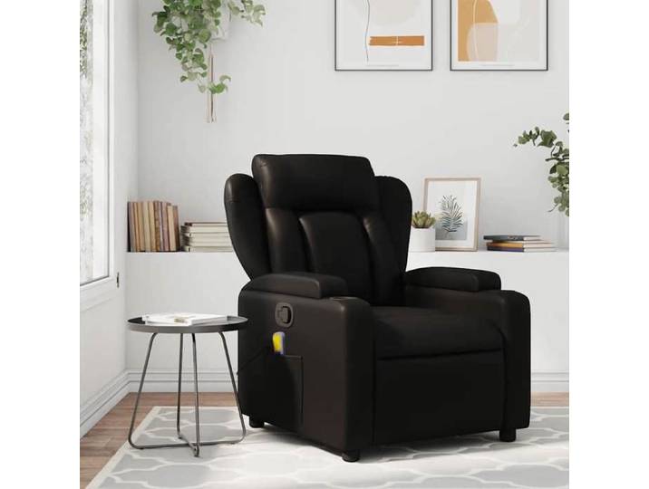 NEW 2026  Fauteuil Massant inclinable - Chaise simple - Multifonctionnel - noir similicuir 77x94.5x100 cm L3439