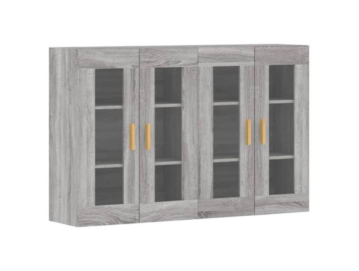 Wandschraenke 2 Stk. Grau Sonoma Holzwerkstoff mit Glastueren 2 Stück, Grau Sonoma, Holzwerkstoff, Glastueren, Wandmontage, vielseitig als Sideboard-Aufsatz