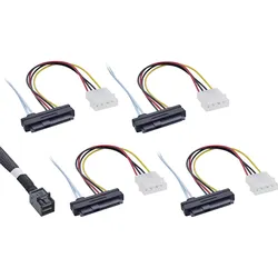 INLINE Mini SAS HD Kabel, SFF-8643 zu 4x SFF-8482 (29-pol,) + Strom, 0,5m