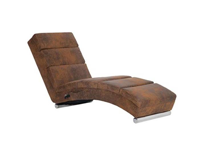 vidaXL Massage Chaiselongue Braun Wildleder-Optik