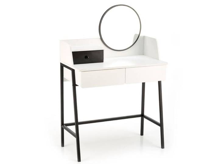 Coiffeuse Design Noire Et Blanche Avec Miroir Et 3 Tiroirs Morning