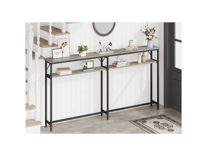 Meubled'entree，Console d'entree Table console-180 x 23 x 100 cm-2 étages-GRIS